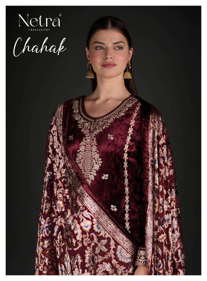 Chahak Netra Velvet Suits Manufacturer Ahmedabad