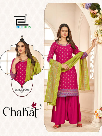 Chahal Blue Hills Rayon 14Kg Readymade Sharara Suits Exporter Ahmedabad