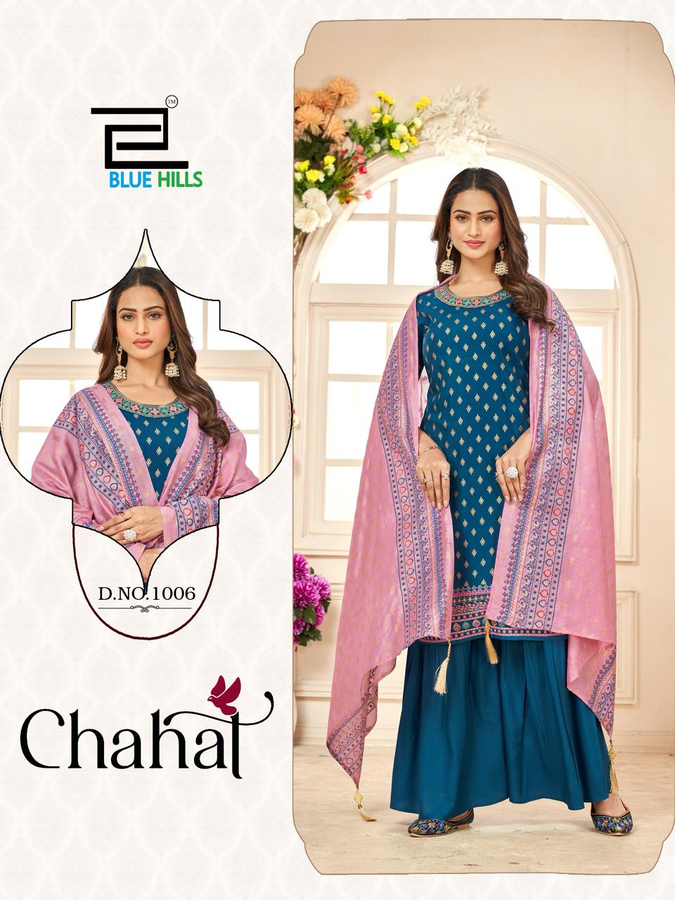 Chahal Blue Hills Rayon 14Kg Readymade Sharara Suits Exporter Ahmedabad