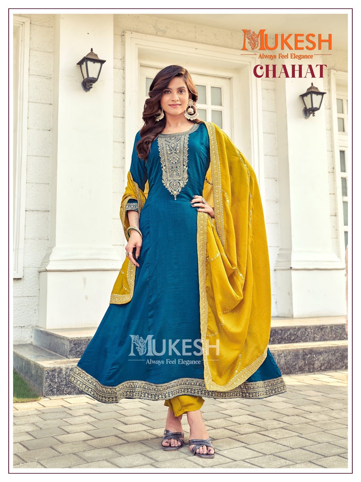 Chahat Mukesh Banwery Vichitra Silk Readymade Anarkali Suits Manufacturer Ahmedabad