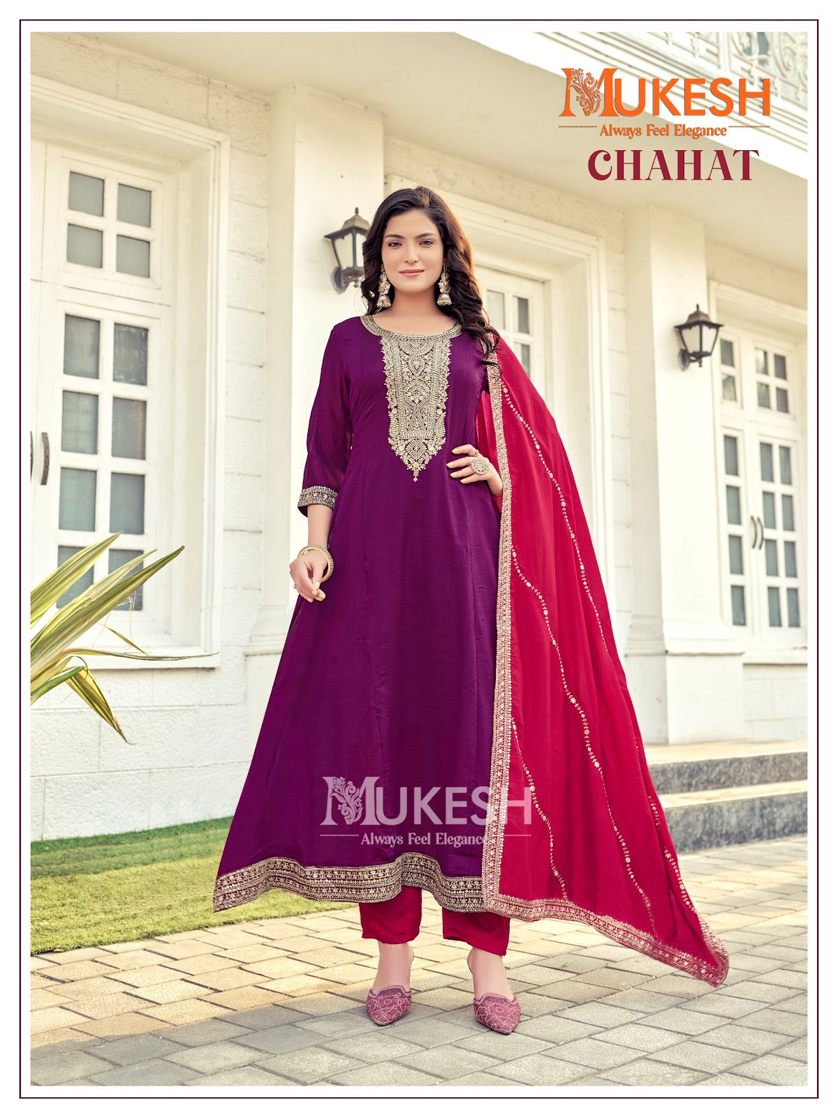 Chahat Mukesh Banwery Vichitra Silk Readymade Anarkali Suits Manufacturer Ahmedabad