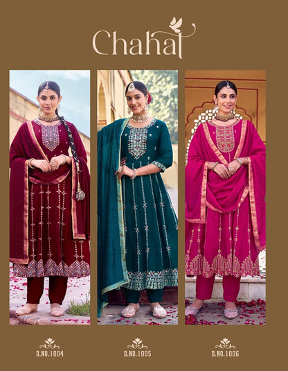 Chahat Radhika Lifestyle Vichitra Silk Readymade Anarkali Suits Wholesale