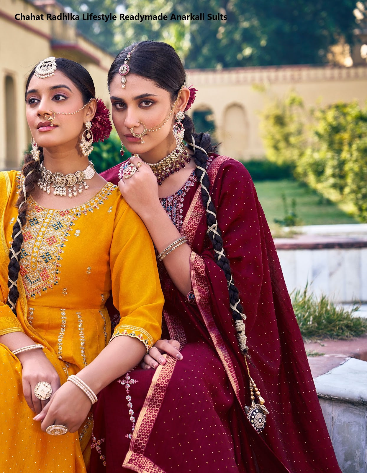 Chahat Radhika Lifestyle Vichitra Silk Readymade Anarkali Suits Wholesale