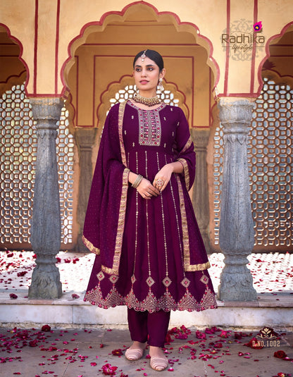 Chahat Radhika Lifestyle Vichitra Silk Readymade Anarkali Suits Wholesale