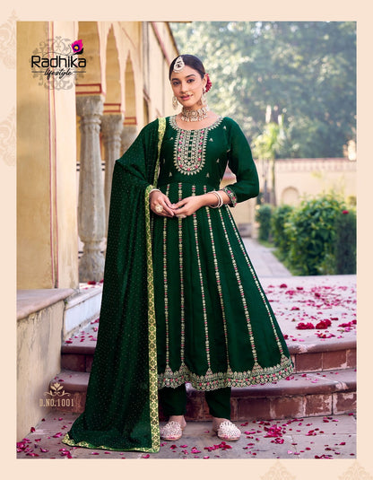 Chahat Radhika Lifestyle Vichitra Silk Readymade Anarkali Suits Wholesale