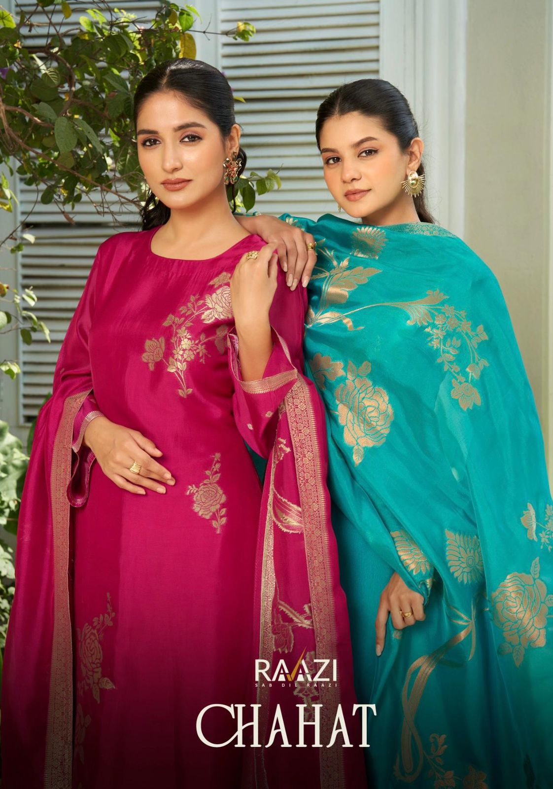 Chahat Rama Raazi Silk Jacquard Pant Style Suits Wholesale Price