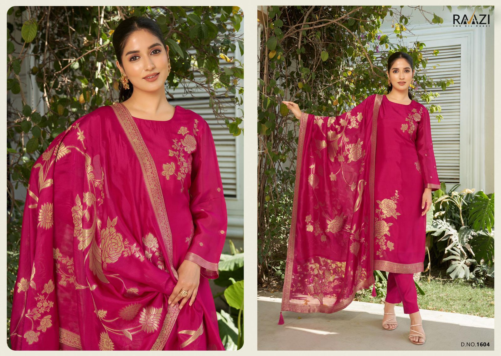 Chahat Rama Raazi Silk Jacquard Pant Style Suits Wholesale Price