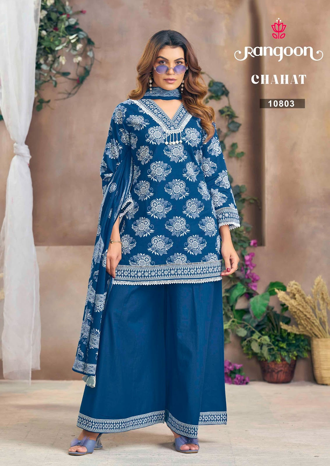 Chahat Rangoon Cotton Readymade Plazzo Style Suits Wholesaler