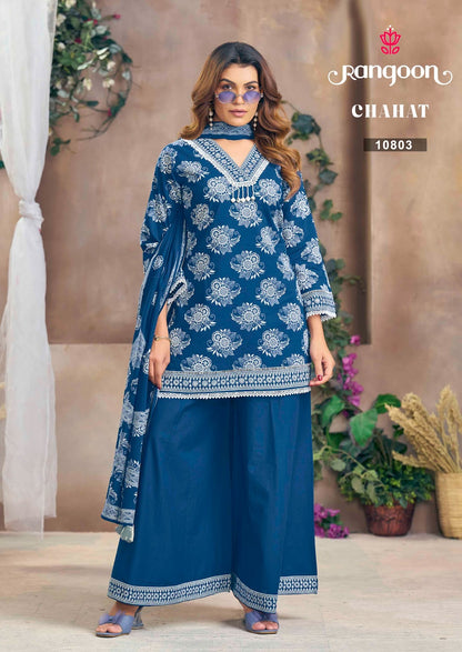 Chahat Rangoon Cotton Readymade Plazzo Style Suits Wholesaler