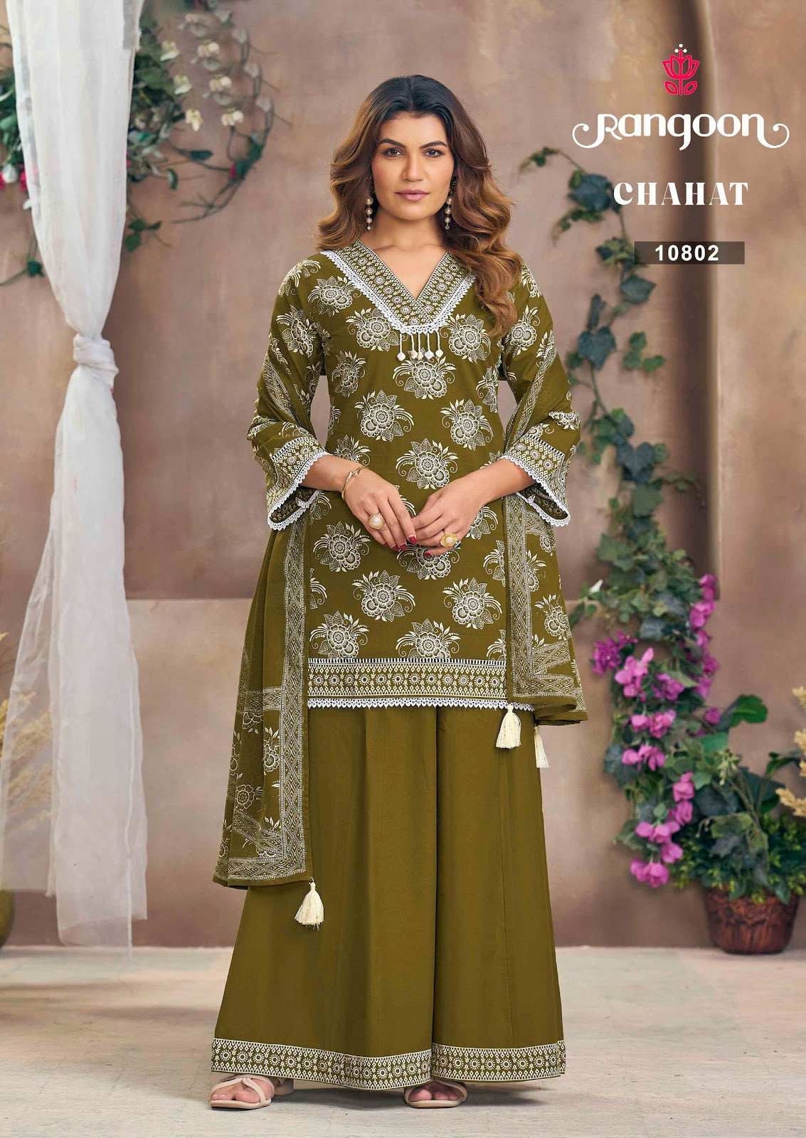 Chahat Rangoon Cotton Readymade Plazzo Style Suits Wholesaler