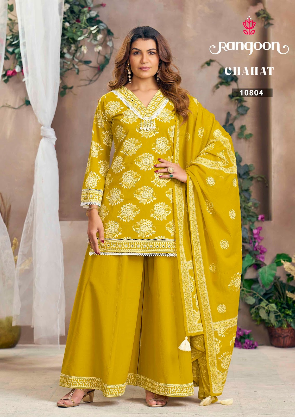 Chahat Rangoon Cotton Readymade Plazzo Style Suits Wholesaler