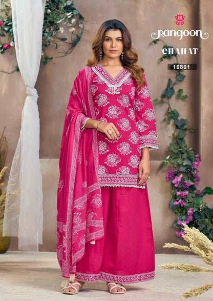 Chahat Rangoon Cotton Readymade Plazzo Style Suits Wholesaler