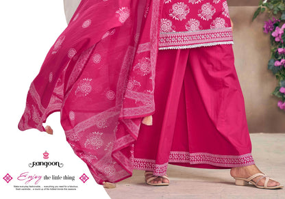 Chahat Rangoon Cotton Readymade Plazzo Style Suits Wholesaler