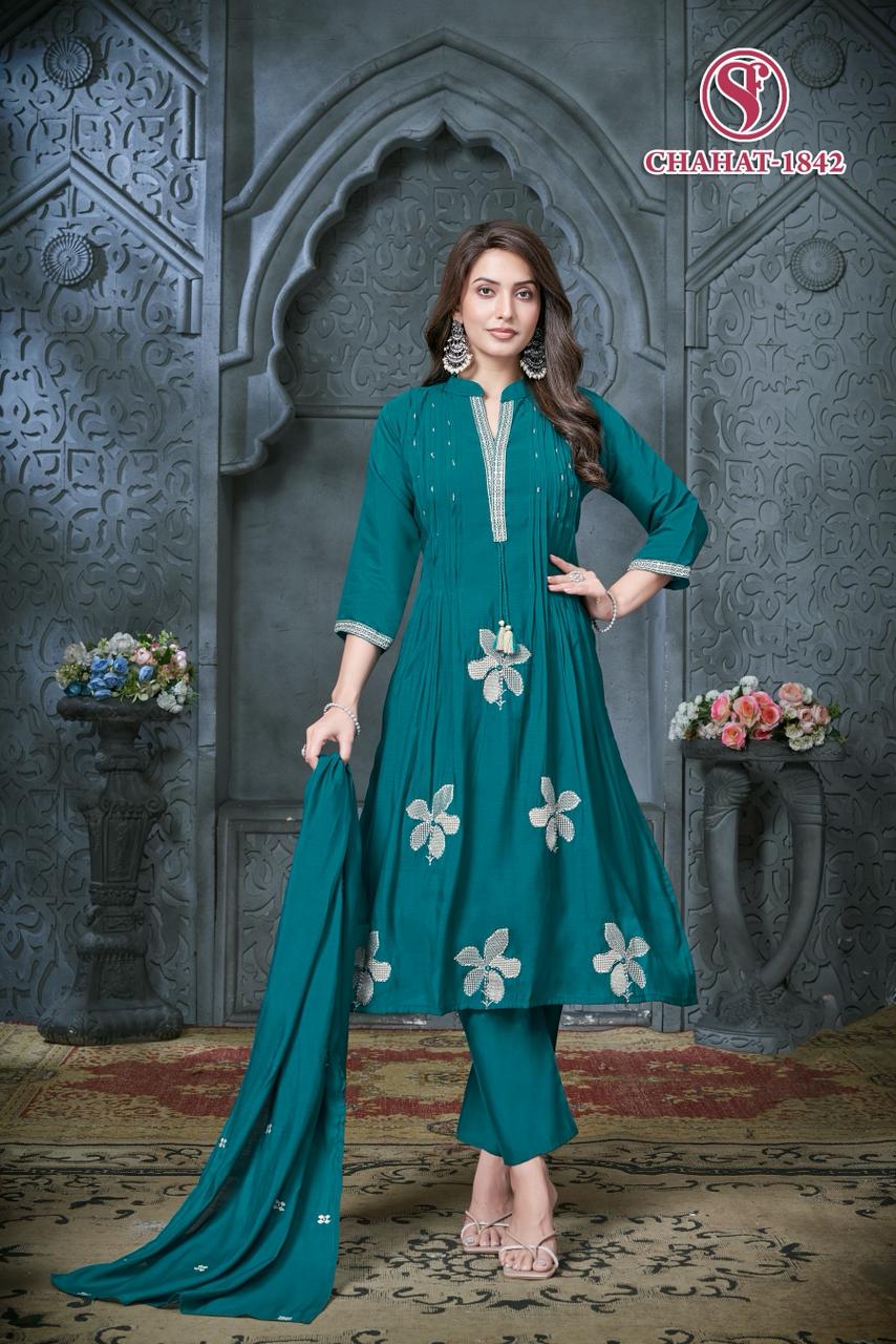 Chahat Sweety Fashion Mul Chanderi Readymade Suits Wholesaler Gujarat