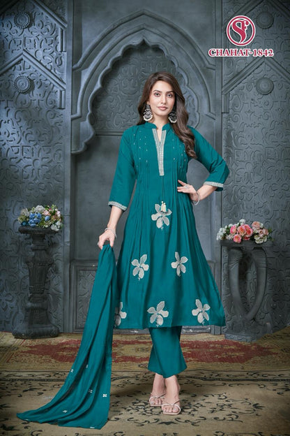 Chahat Sweety Fashion Mul Chanderi Readymade Suits Wholesaler Gujarat