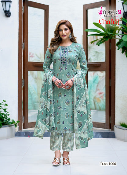 Chahat Vol 1 Mystic 9 Rayon Capsule Readymade Pant Style Suits Wholesale Rate