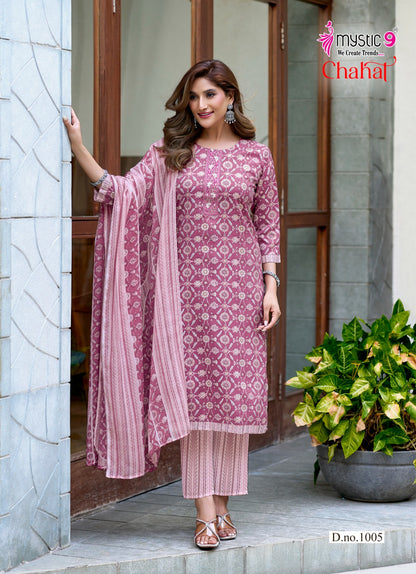Chahat Vol 1 Mystic 9 Rayon Capsule Readymade Pant Style Suits Wholesale Rate
