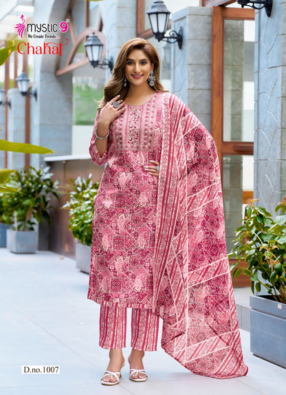Chahat Vol 1 Mystic 9 Rayon Capsule Readymade Pant Style Suits Wholesale Rate