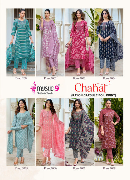 Chahat Vol 2 Mystic 9 Rayon Capsule Readymade Pant Style Suits Wholesale Price
