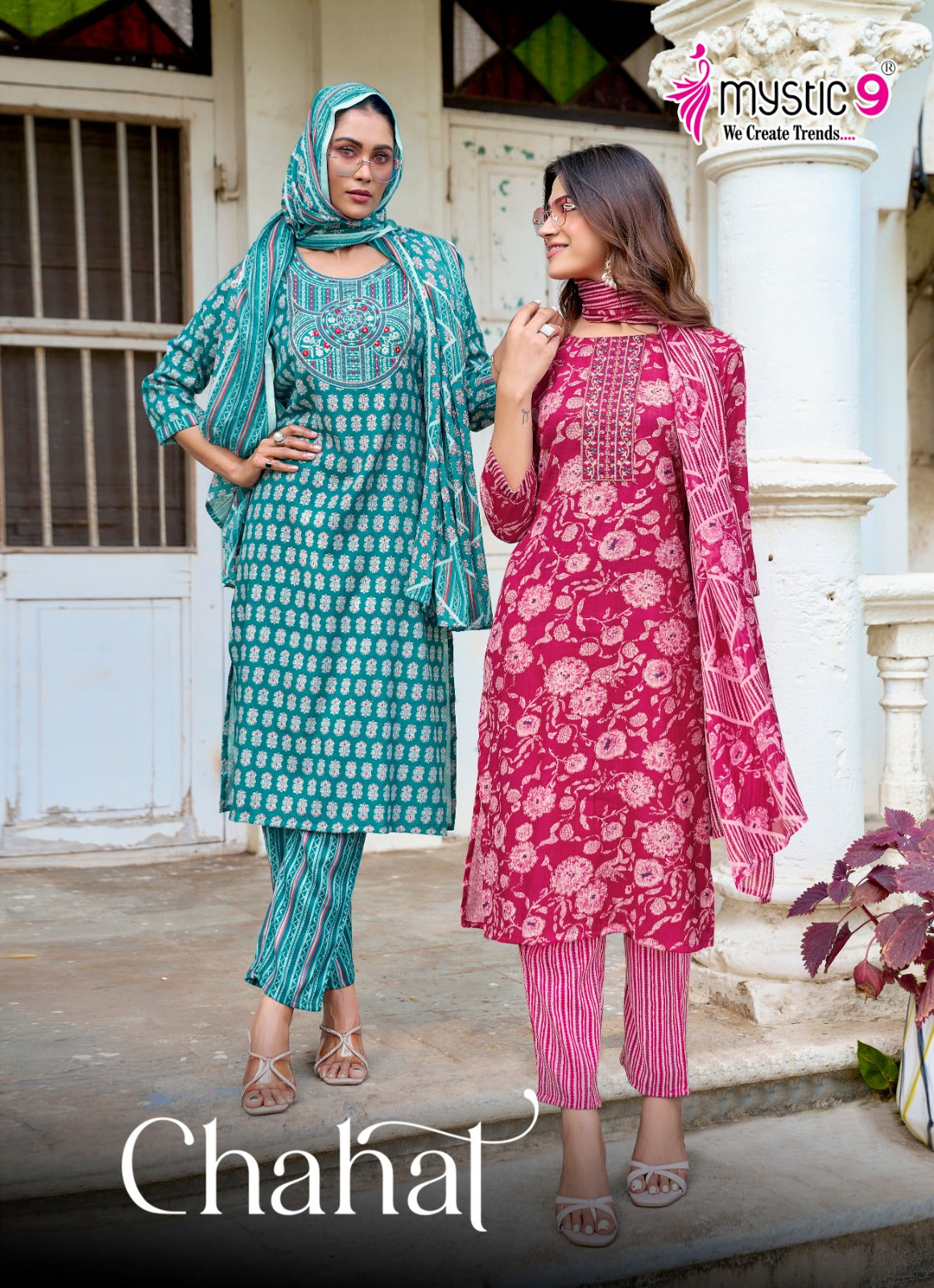 Chahat Vol 2 Mystic 9 Rayon Capsule Readymade Pant Style Suits Wholesale Price