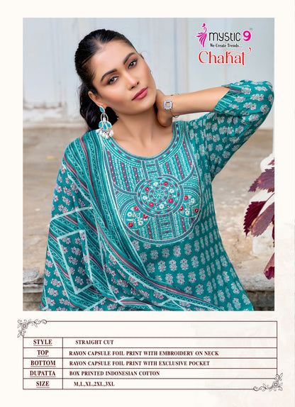 Chahat Vol 2 Mystic 9 Rayon Capsule Readymade Pant Style Suits Wholesale Price