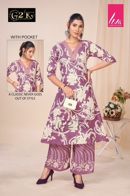 Chahek Vol 3 G2K Liva Kurti Plazzo Set Wholesale Price