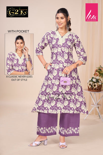 Chahek Vol 3 G2K Liva Kurti Plazzo Set Wholesale Price