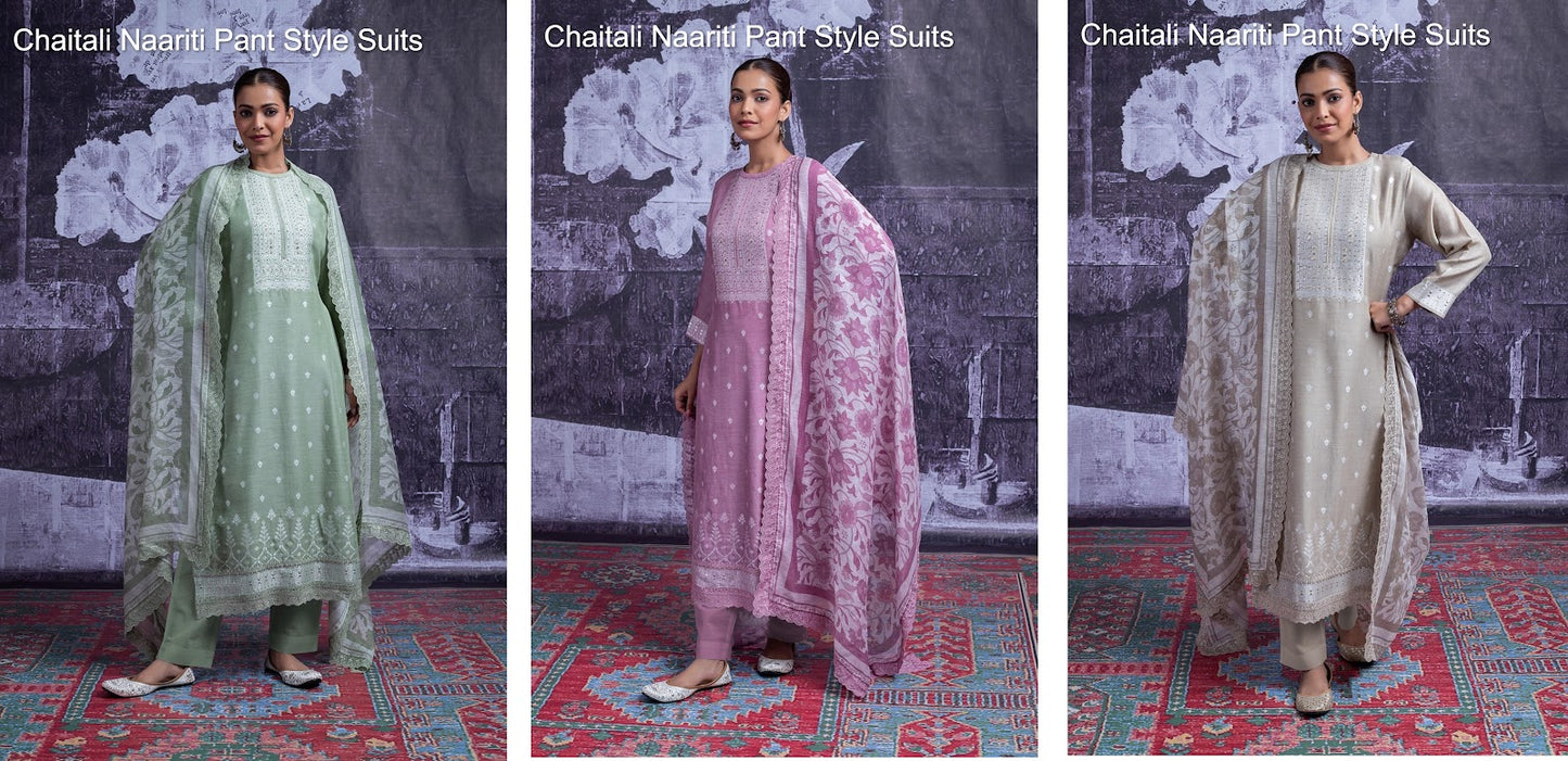Chaitali Naariti Linen Pant Style Suits Exporter Ahmedabad