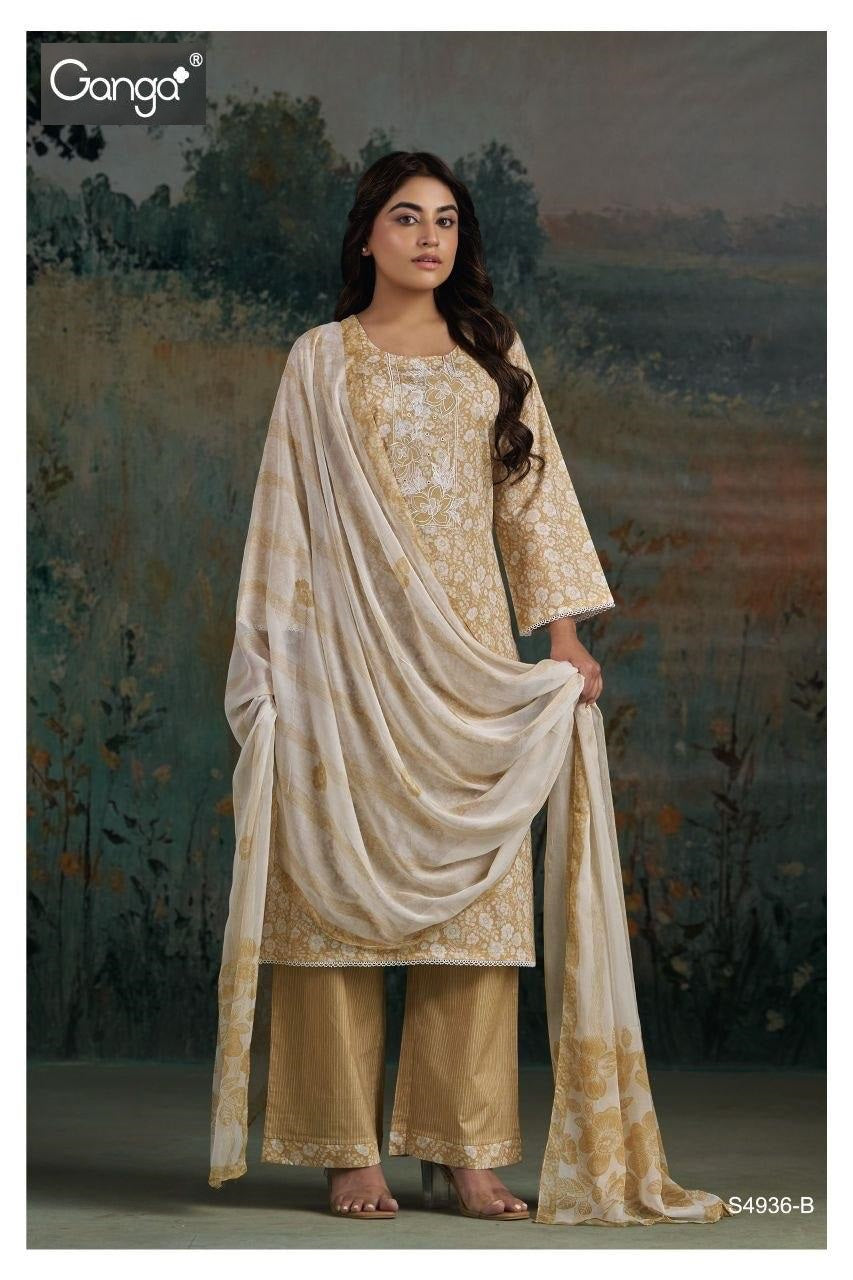 Chaitana S4936 Ganga Cotton Plazzo Style Suits Wholesaler