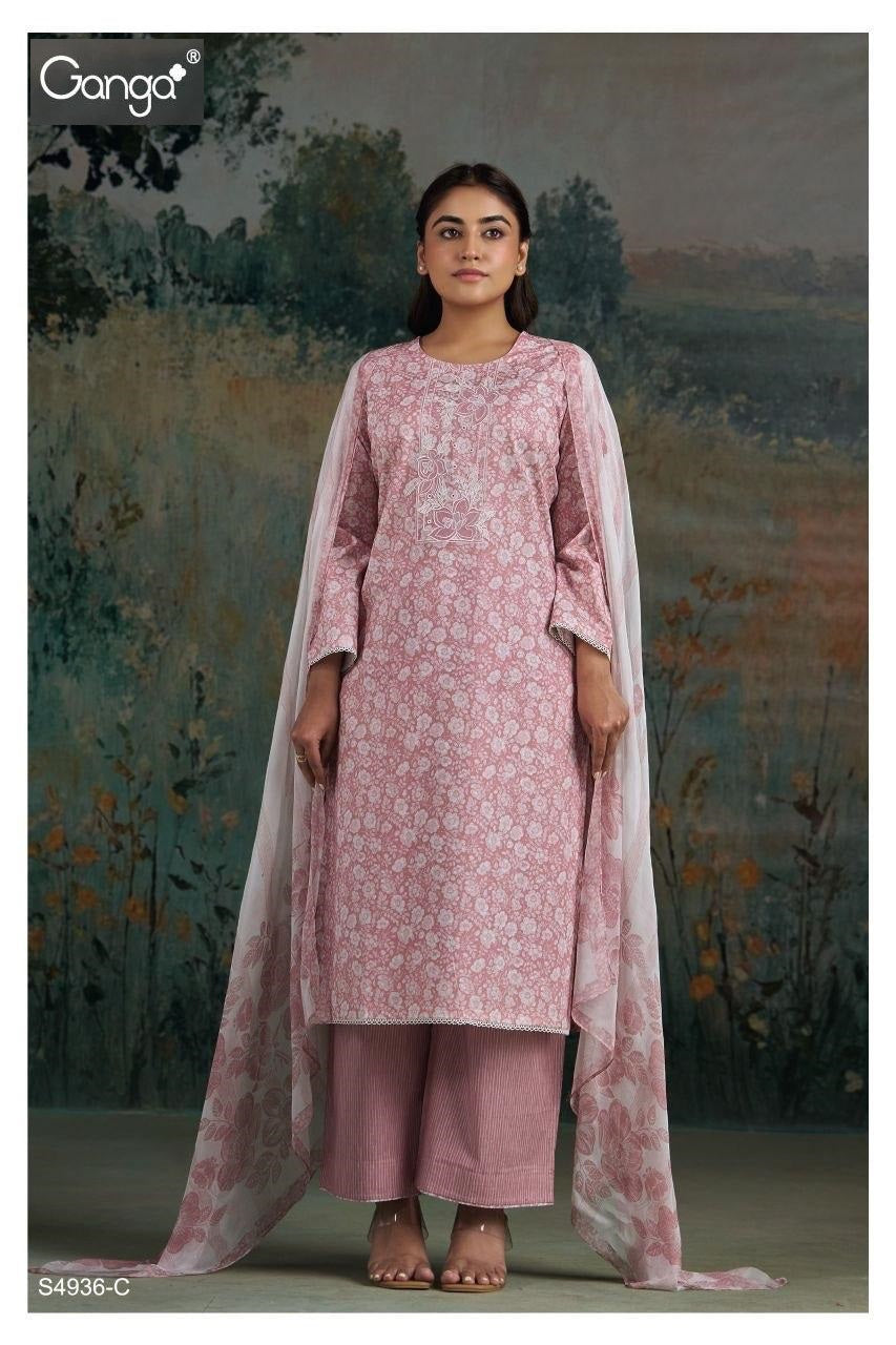 Chaitana S4936 Ganga Cotton Plazzo Style Suits Wholesaler
