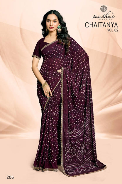 Chaitanya Vol 2 Kashvi Creation Bandhej Sarees Supplier Gujarat