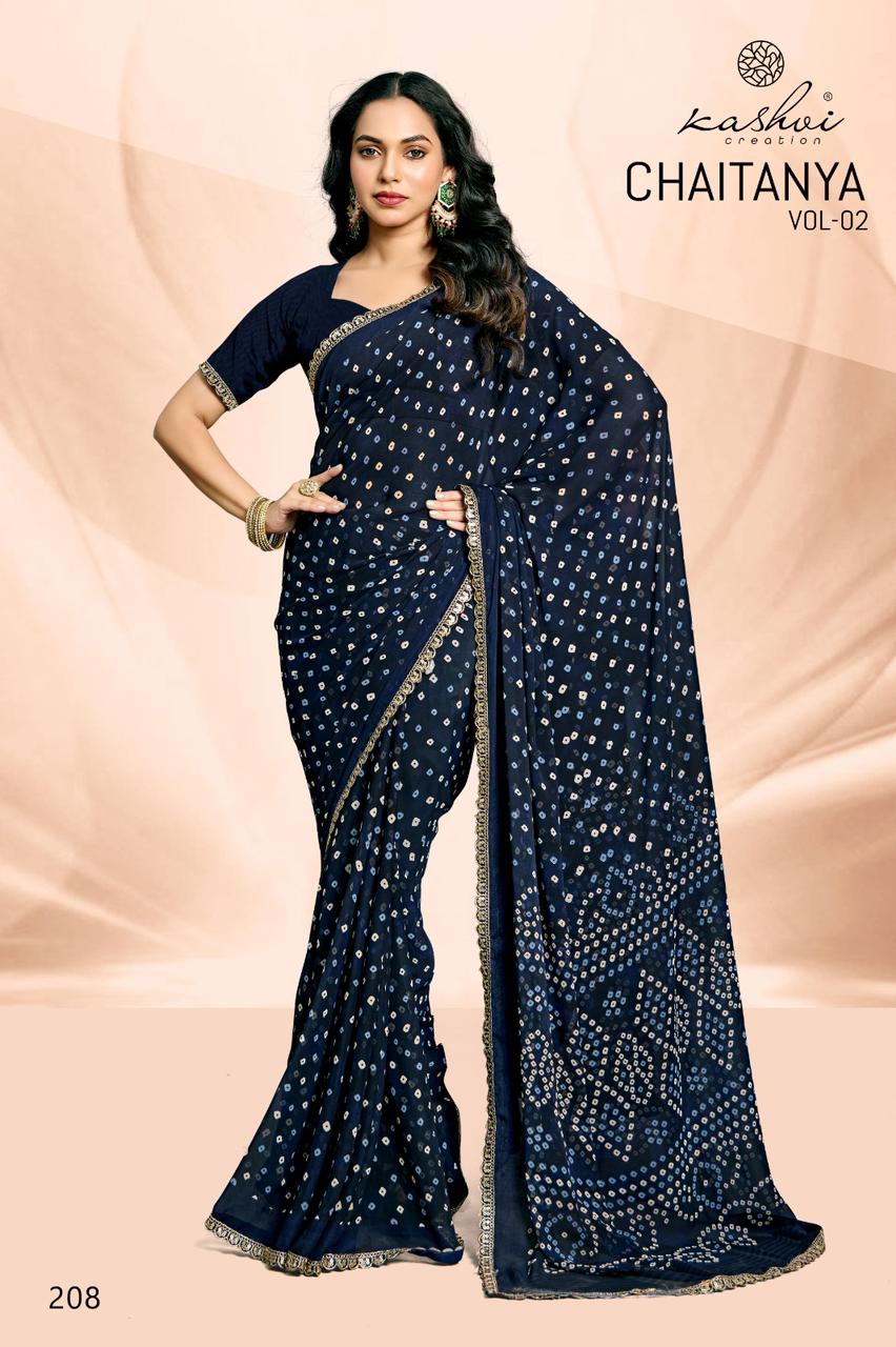 Chaitanya Vol 2 Kashvi Creation Bandhej Sarees Supplier Gujarat