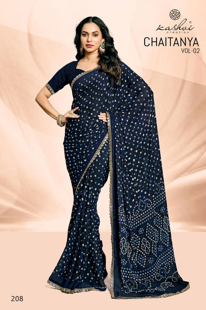 Chaitanya Vol 2 Kashvi Creation Bandhej Sarees Supplier Gujarat