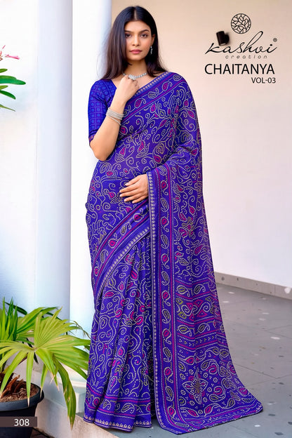 Chaitanya Vol 3 Kashvi Creation Georgette Sarees Manufacturer