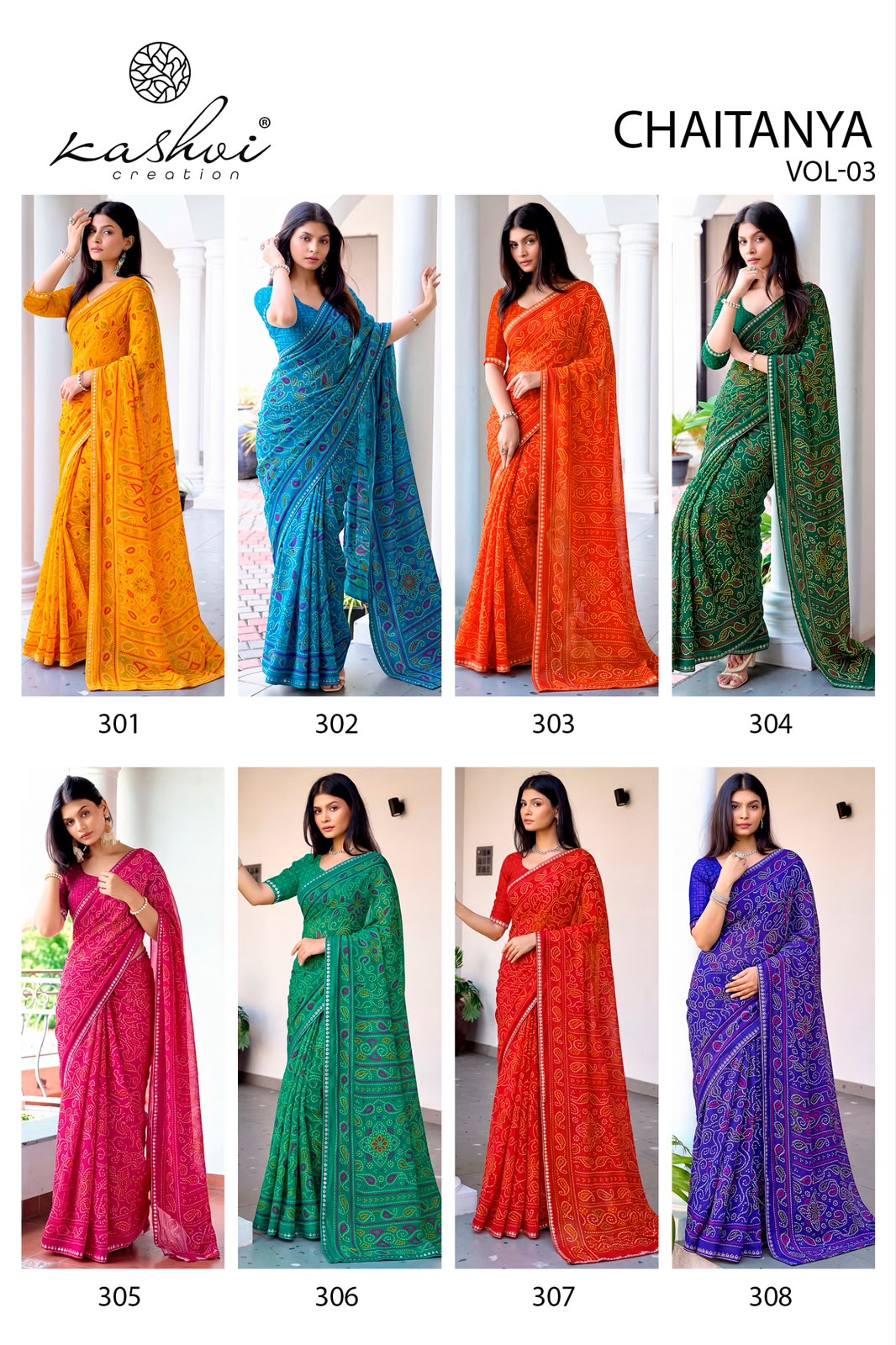 Chaitanya Vol 3 Kashvi Creation Georgette Sarees Manufacturer