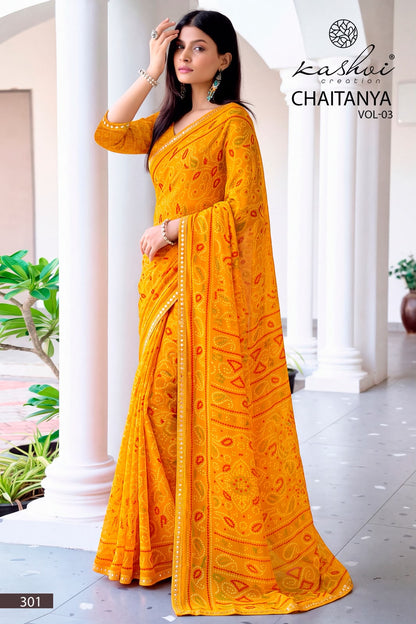 Chaitanya Vol 3 Kashvi Creation Georgette Sarees Manufacturer