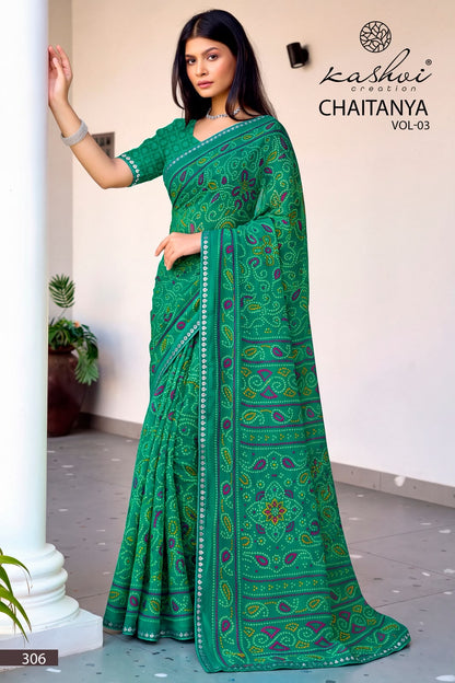 Chaitanya Vol 3 Kashvi Creation Georgette Sarees Manufacturer