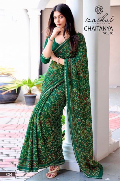 Chaitanya Vol 3 Kashvi Creation Georgette Sarees Manufacturer
