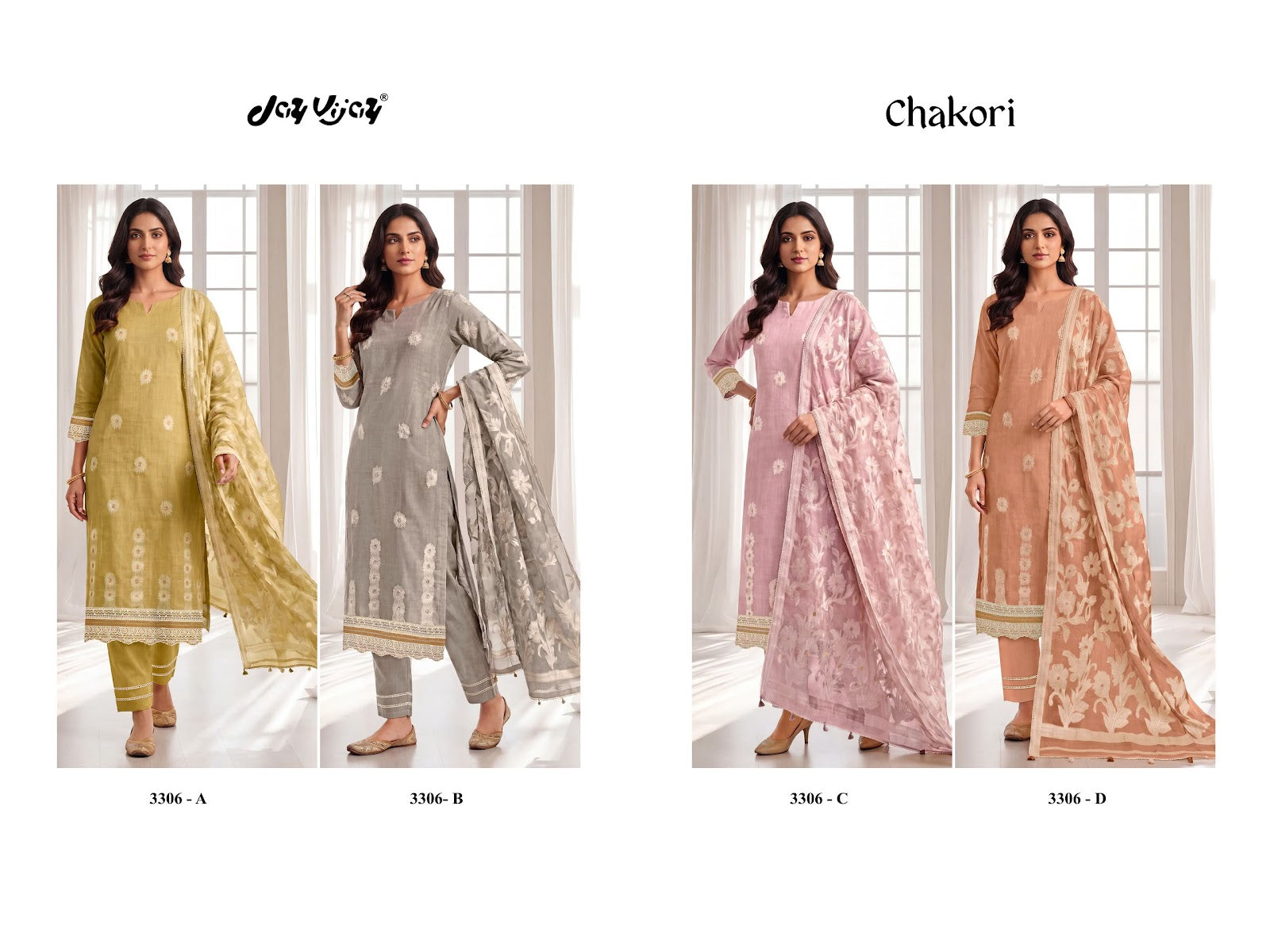 Chakori 3306 Jay Vijay Mal Chanderi Pant Style Suits Wholesale Price