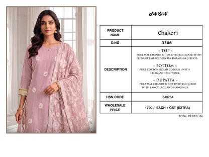 Chakori 3306 Jay Vijay Mal Chanderi Pant Style Suits Wholesale Price