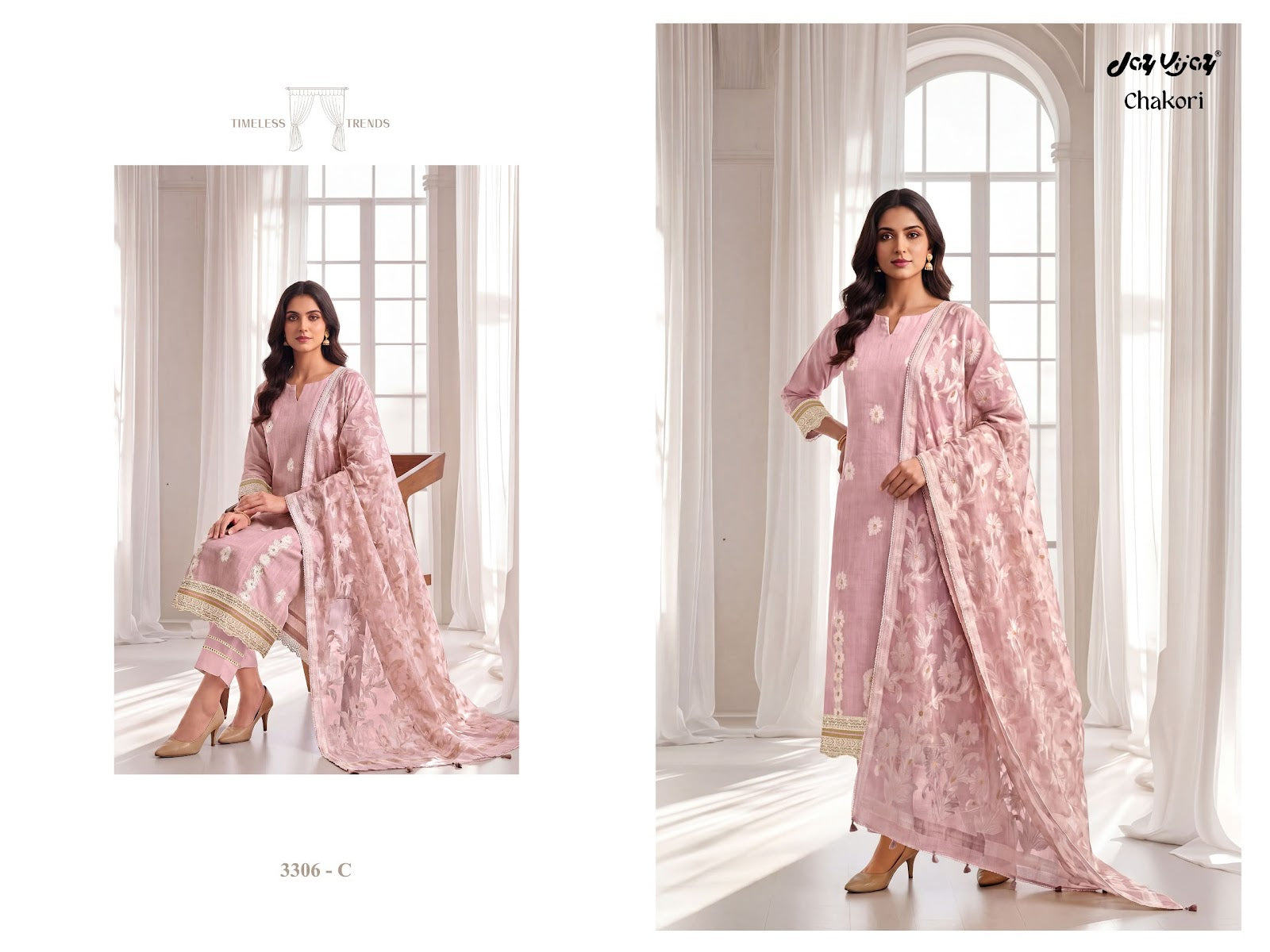 Chakori 3306 Jay Vijay Mal Chanderi Pant Style Suits Wholesale Price