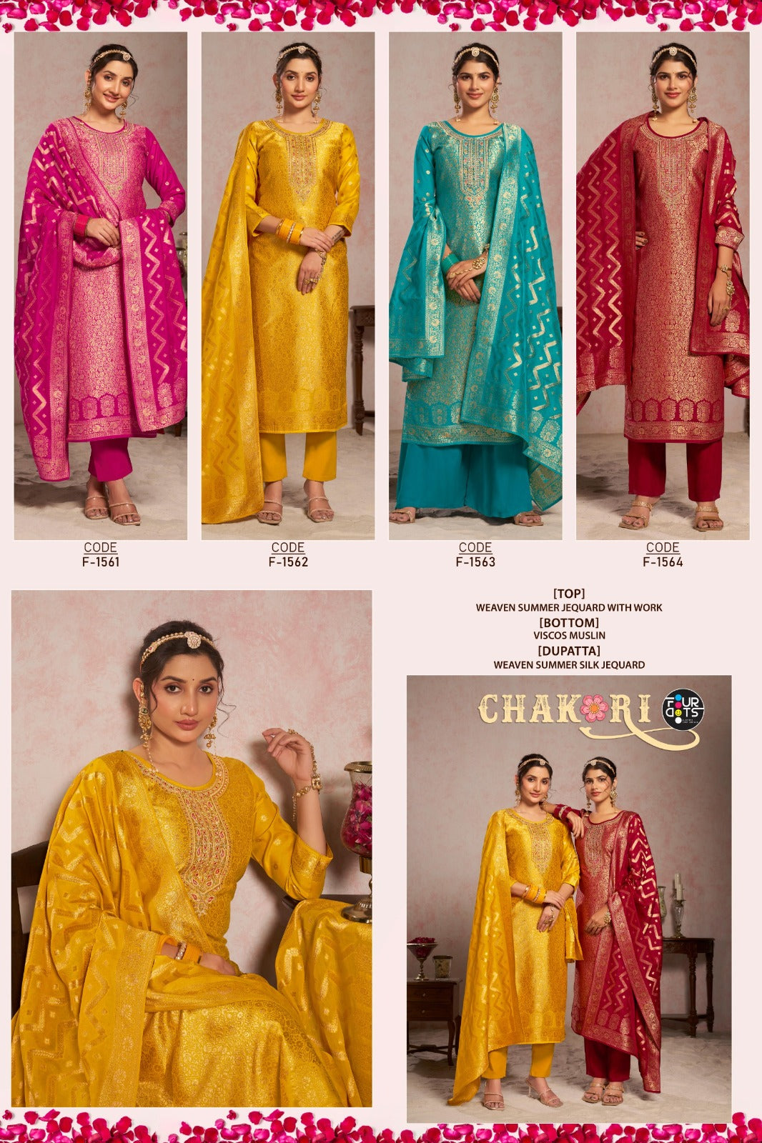 Chakori Four Dots Jacquard Pant Style Suits Exporter Gujarat