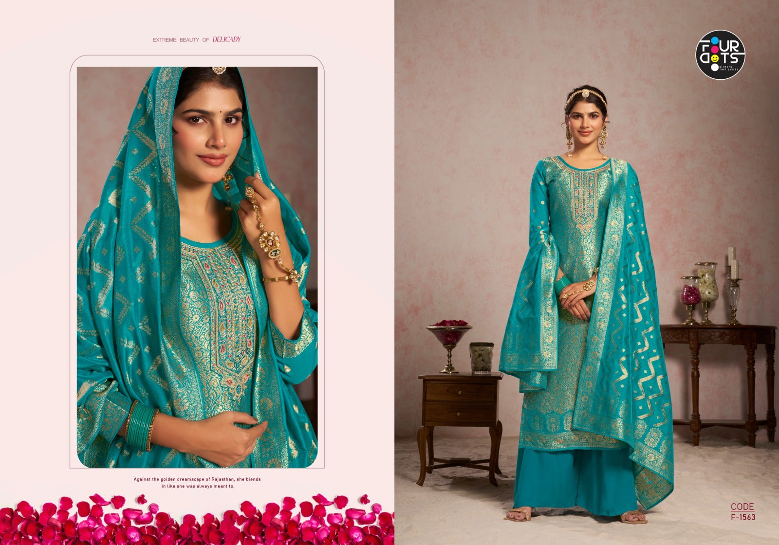 Chakori Four Dots Jacquard Pant Style Suits Exporter Gujarat