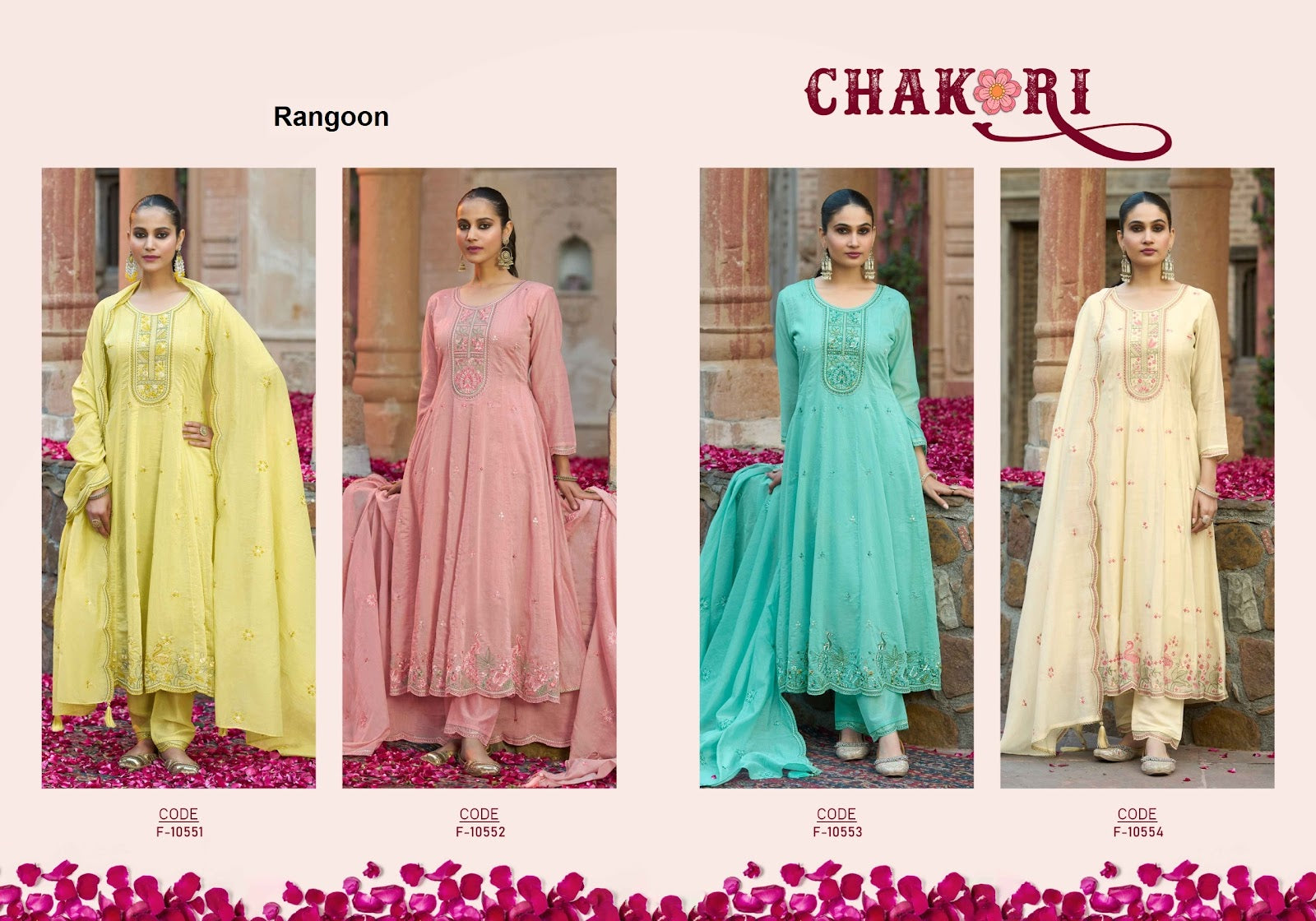Chakori Rangoon Mal Chanderi Readymade Anarkali Suits Exporter India