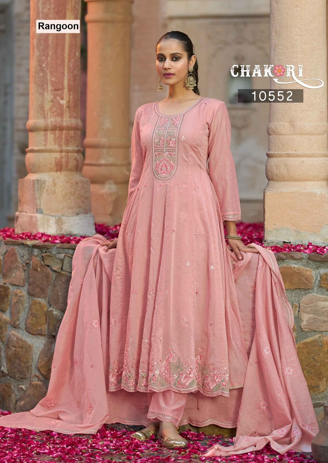 Chakori Rangoon Mal Chanderi Readymade Anarkali Suits Exporter India