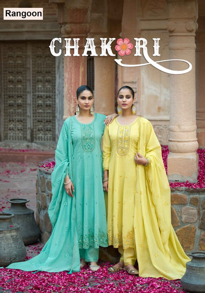 Chakori Rangoon Mal Chanderi Readymade Anarkali Suits Exporter India