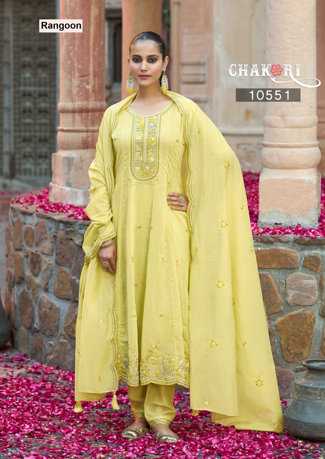 Chakori Rangoon Mal Chanderi Readymade Anarkali Suits Exporter India