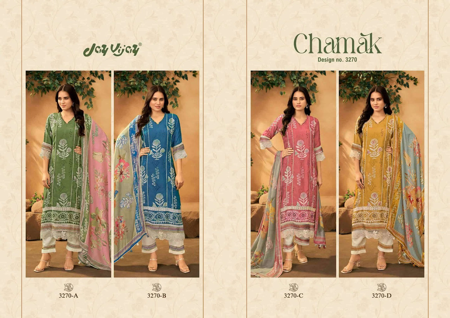 Chamak Jay Vijay Muslin Pant Style Suits Wholesaler