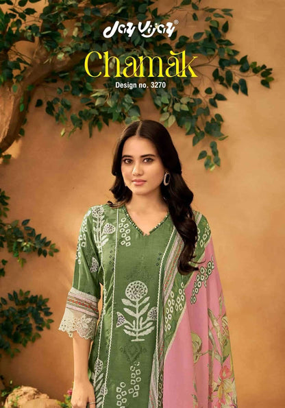 Chamak Jay Vijay Muslin Pant Style Suits Wholesaler