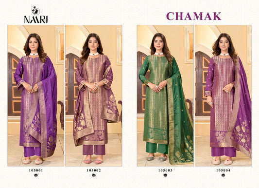Chamak Naari Muslin Jacquard Pant Style Suits Manufacturer Gujarat